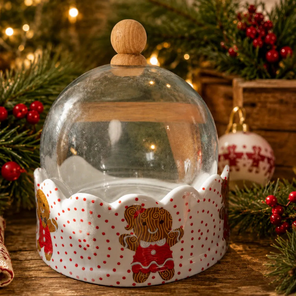 KIT Porta Panetone Ginger com Cúpula Bolinha