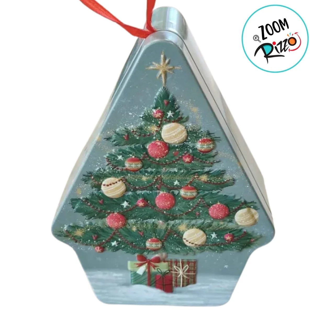 Lata de Natal de Metal para Pendurar - Árvore de Natal - 10x13,5x4cm
