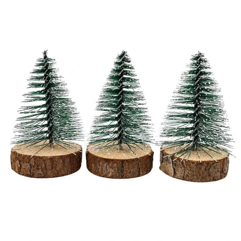 Mini Pinheiro C/Base VD Nevado 5cm C/3