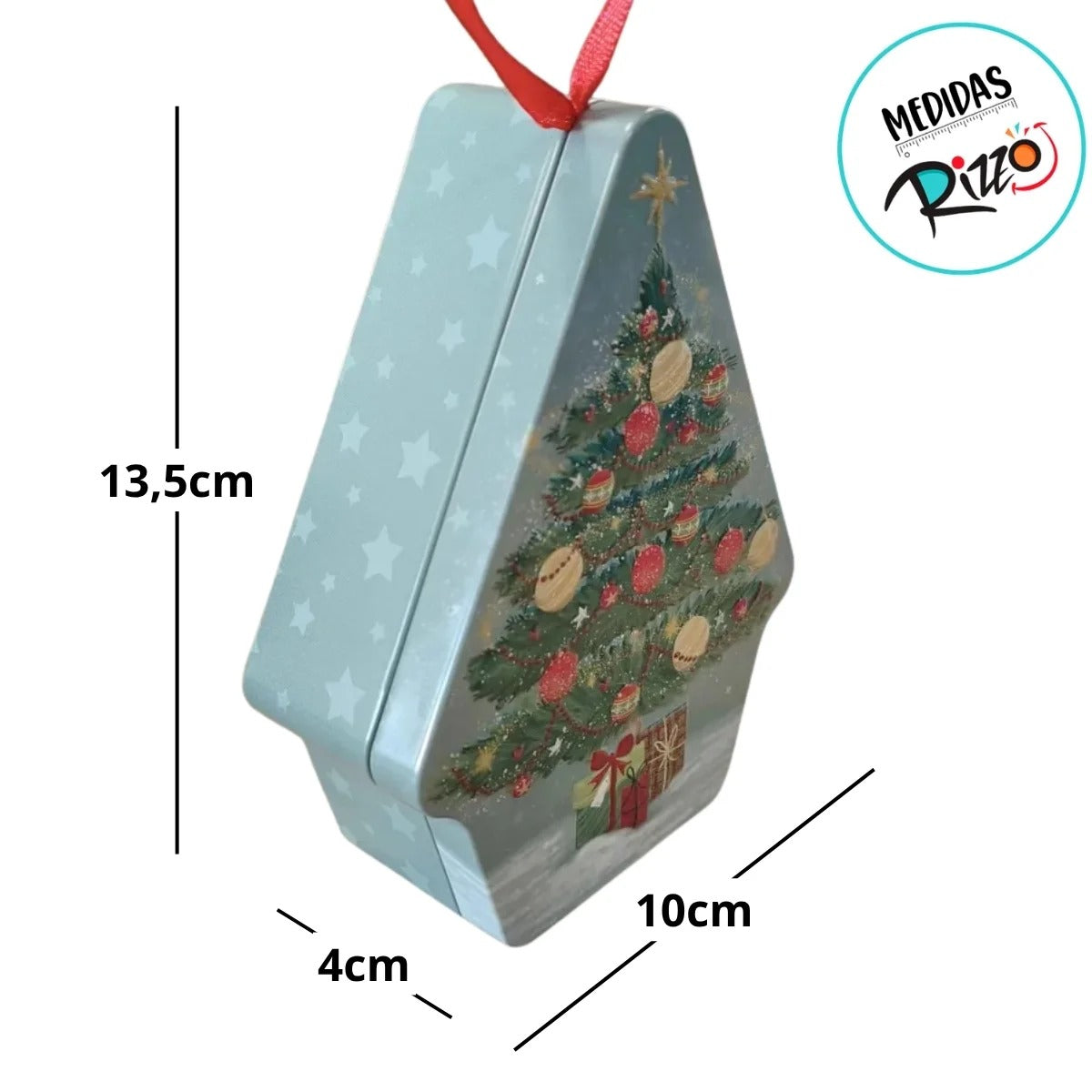 Lata de Natal de Metal para Pendurar - Árvore de Natal - 10x13,5x4cm