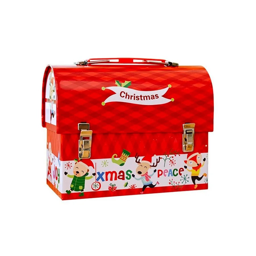 Lata de Metal de Natal - Caixa Maleta Vermelho - 17cm