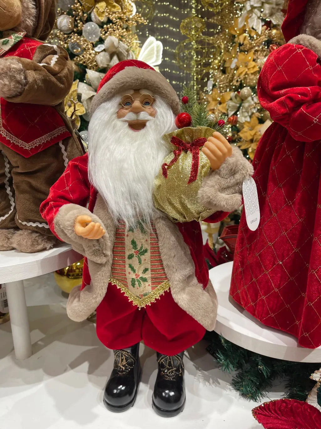 PAPAI NOEL EM PE 60cm VERMELHO BEGE