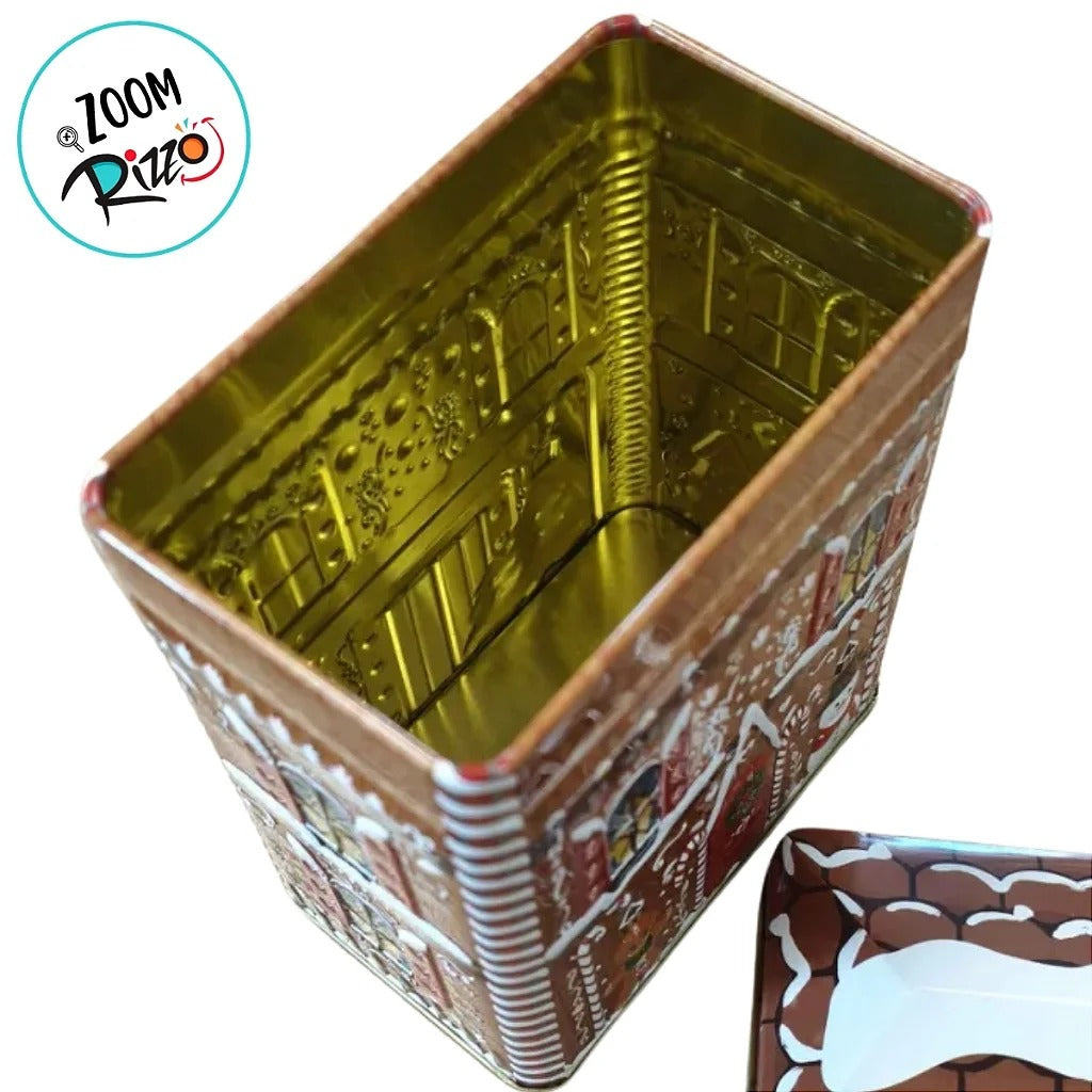 Lata de Natal de Metal - Casa de Doces - 10,5x15x6,5cm