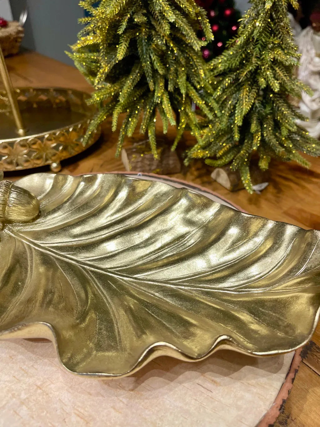 Travessa Folha - Dourado 35cm