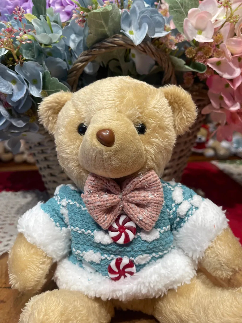 BONECO NATAL URSO(AZULROSA) 20cm