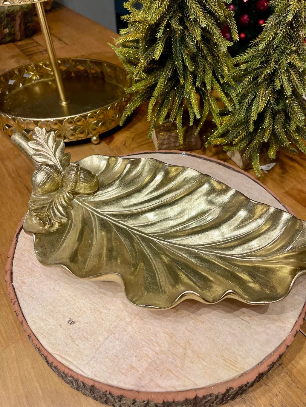 Travessa Folha - Dourado 35cm