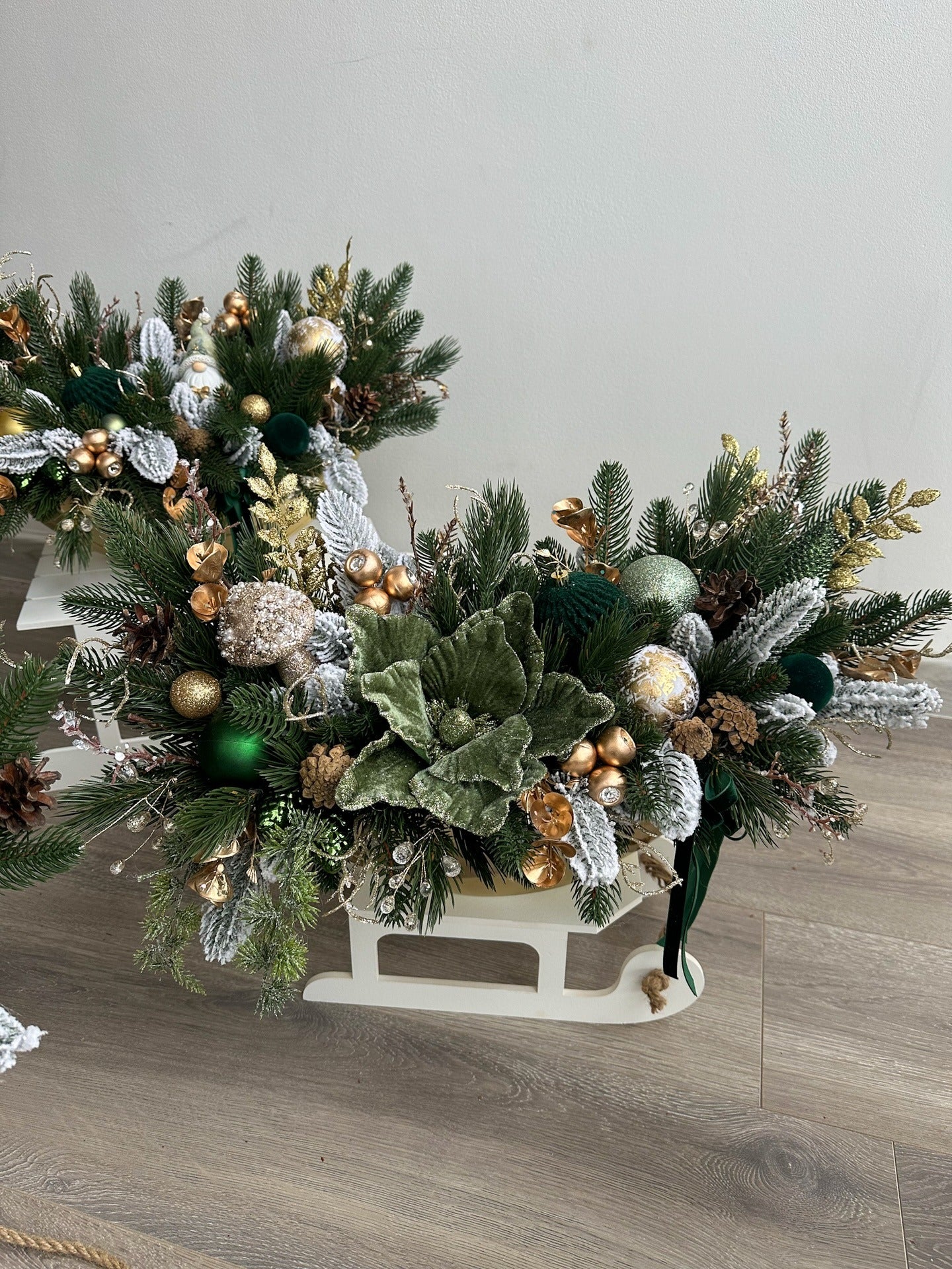 Trenó Natalino Bosque Esmeralda – Verde & Dourado
