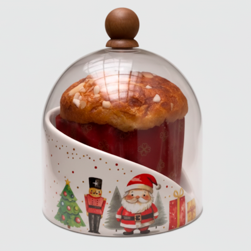Porta Panetone Natalino com Cúpula de Vidro – Compre 1 Leve 2