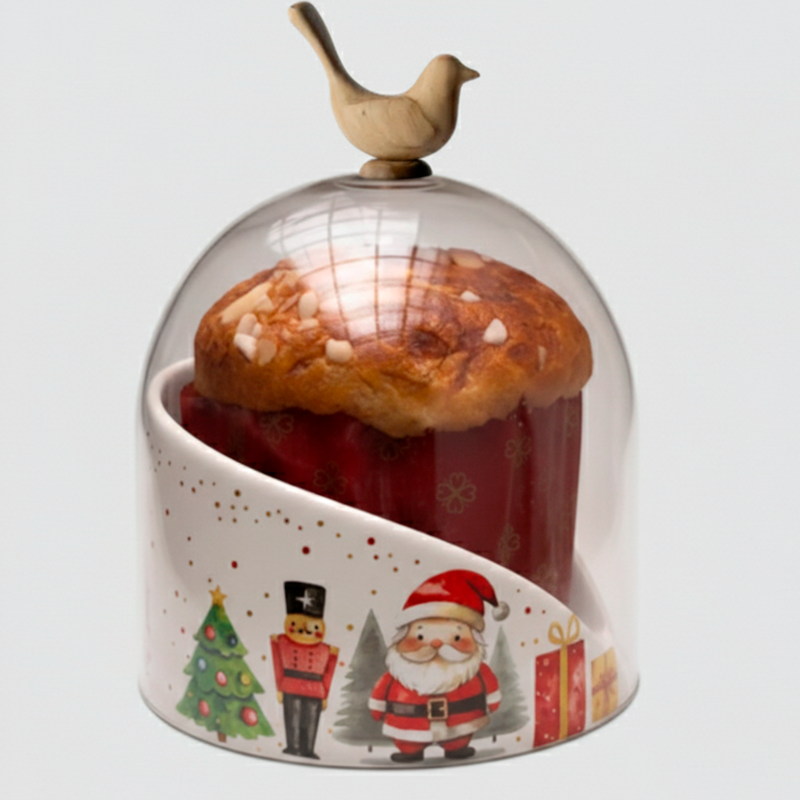 Porta Panetone Natalino com Cúpula de Vidro – Compre 1 Leve 2