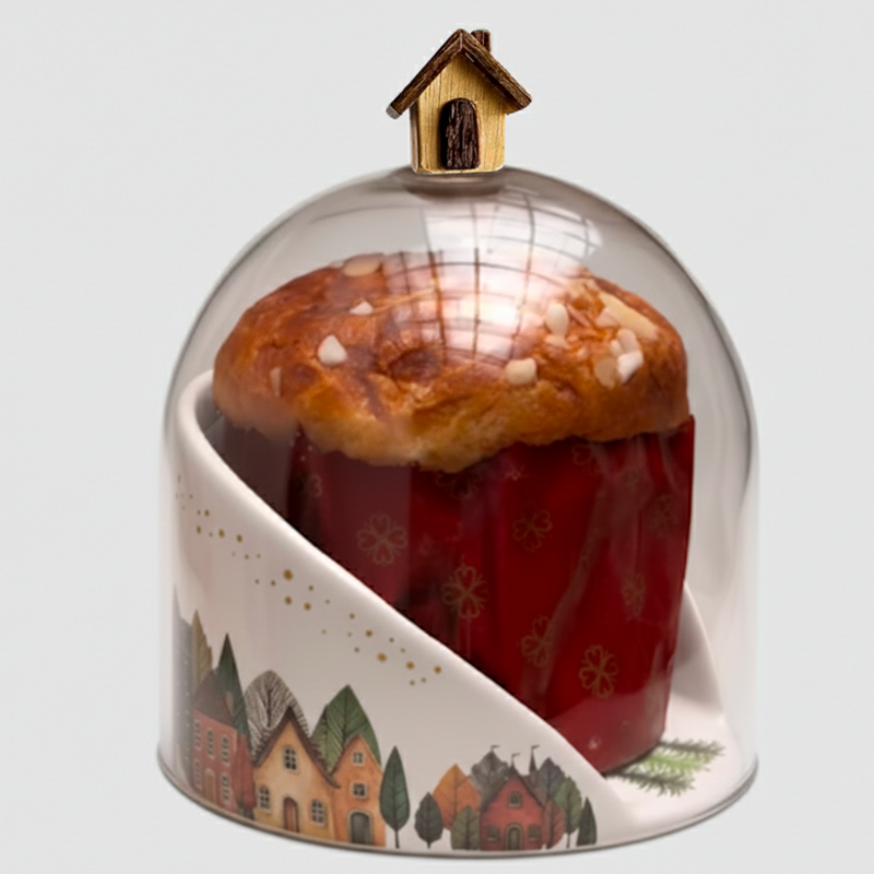 Porta Panetone Natalino com Cúpula de Vidro – Compre 1 Leve 2