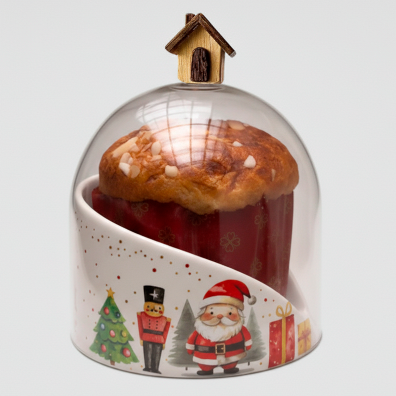 Porta Panetone Natalino com Cúpula de Vidro – Compre 1 Leve 2