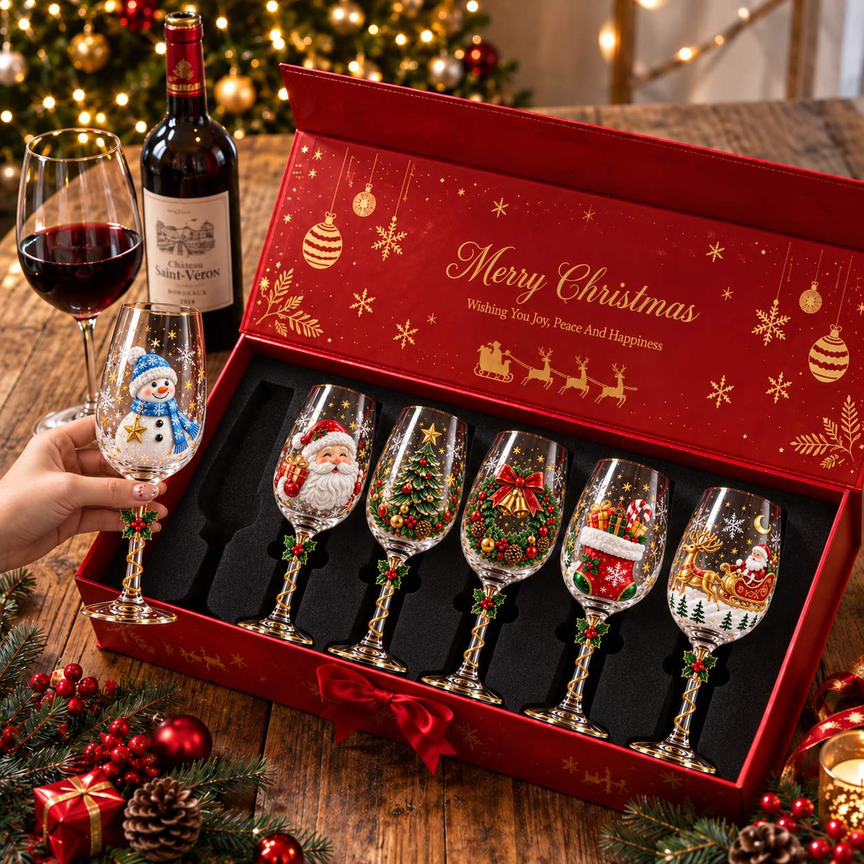 Kit 6 Taças Encanto de Natal em Cristal