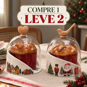 Porta Panetone Natalino com Cúpula de Vidro – Compre 1 Leve 2