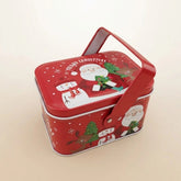 Lata de Natal de Metal com Alça - Vermelha Merry Christmas - 10,5x8x6,5cm