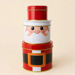 Lata de Metal de Natal Empilhável - Papai Noel - 3 Partes - 1 unidade