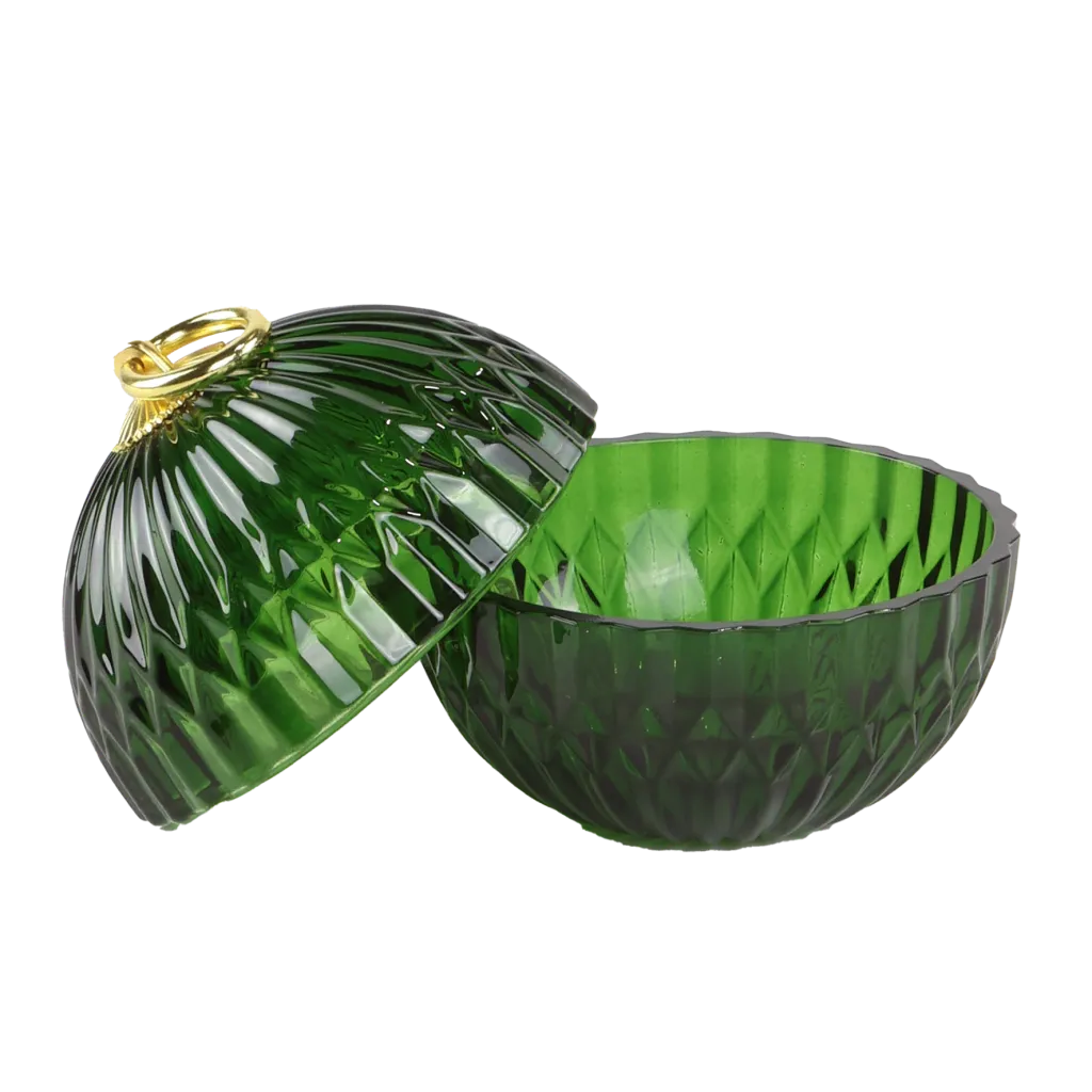 Porta Velas Bola Natal 11,5X13cm Verde