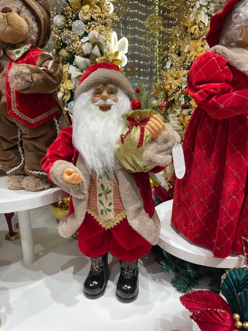 PAPAI NOEL EM PE 60cm VERMELHO BEGE