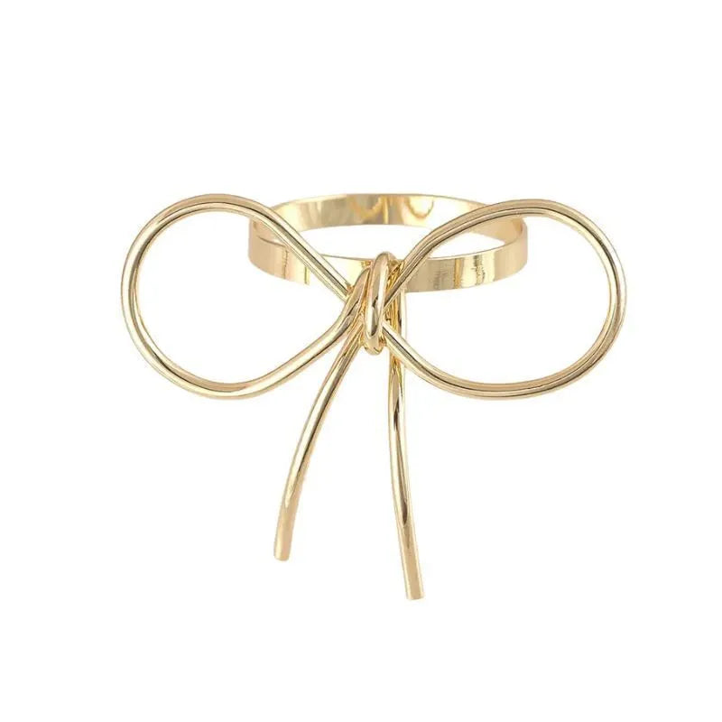 Anel De Guardanapo Laço Dourado C/4