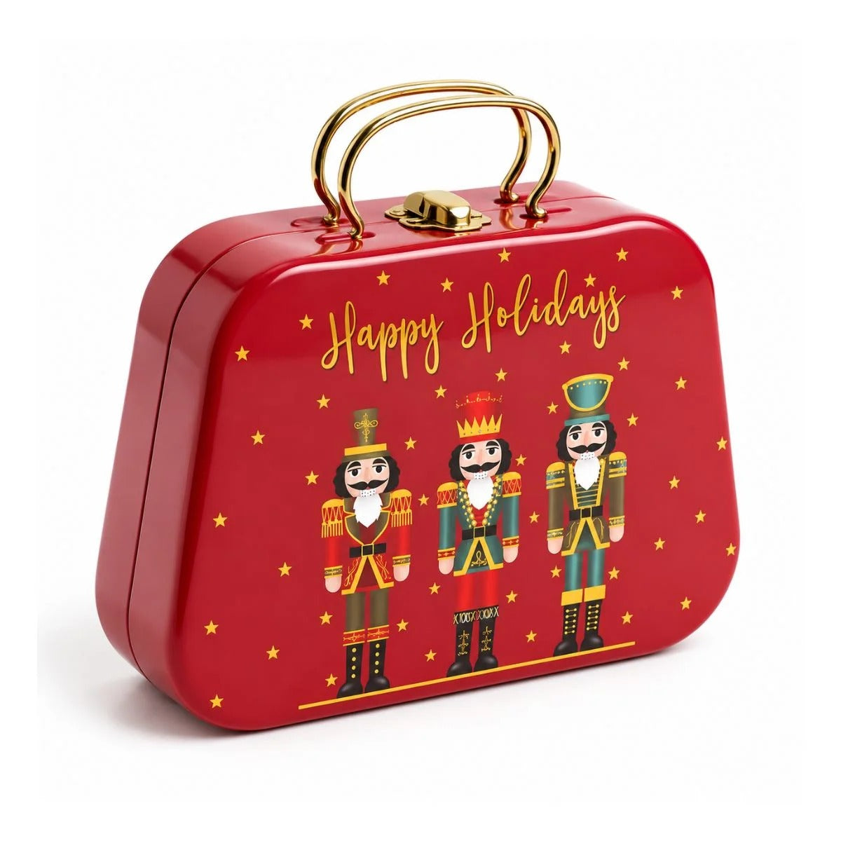 Lata De Metal de Natal com Alça - Soldado Quebra Nozes - 18,5x20x6cm