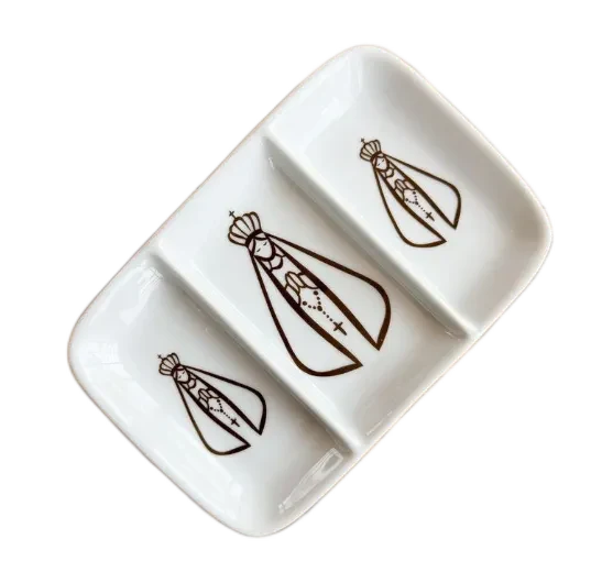 Petisqueira Porcelana Estampa Nossa Senhora 15cm x 10cm