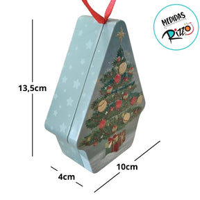 Lata de Natal de Metal para Pendurar - Árvore de Natal - 10x13,5x4cm