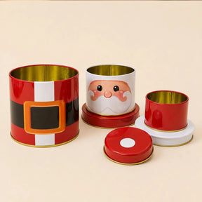 Lata de Metal de Natal Empilhável - Papai Noel - 3 Partes - 1 unidade