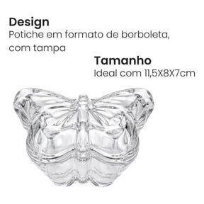 Pote Vidro Butterfly Transp 11,5X8X7CM
