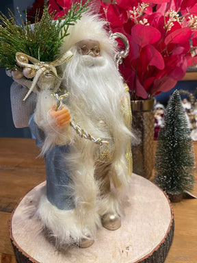 Papai Noel azul/champanhe 30cm