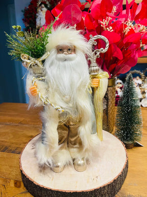 Papai Noel azul/champanhe 30cm