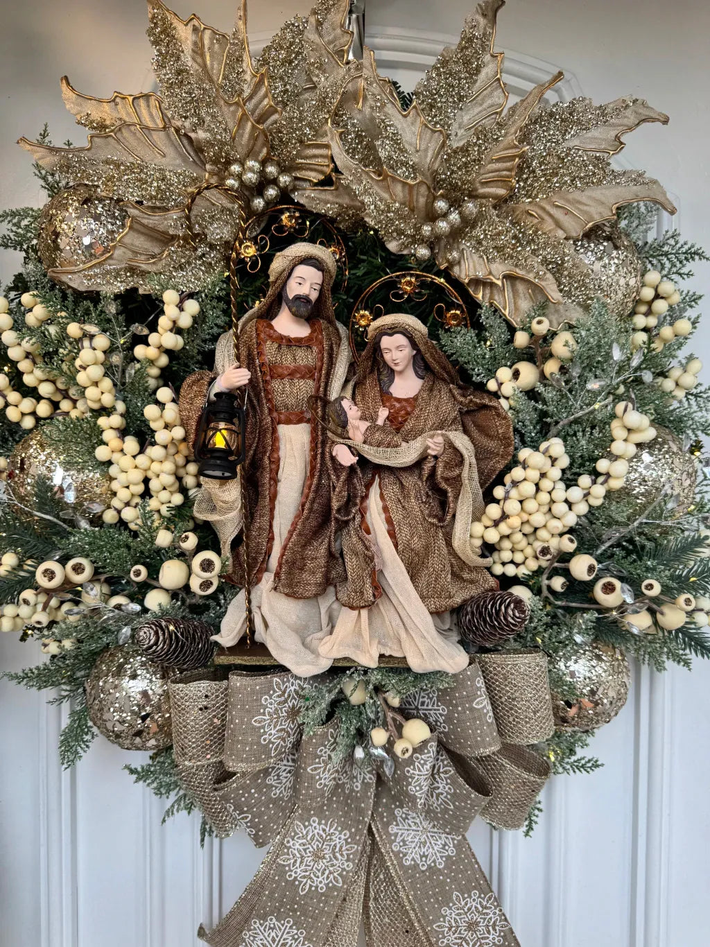 Guirlanda De Natal Sagrada Família C/ Led 65cm