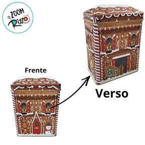 Lata de Natal de Metal - Casa de Doces - 10,5x15x6,5cm