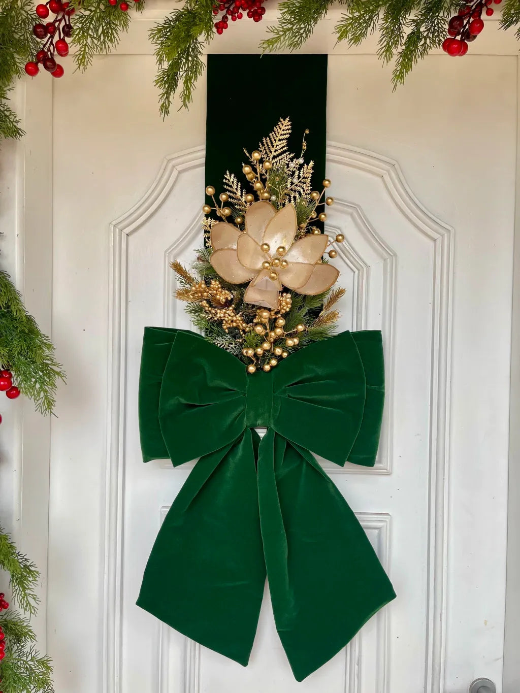 Escapulário De Natal Veludo 2,10x 40cm verde musgo