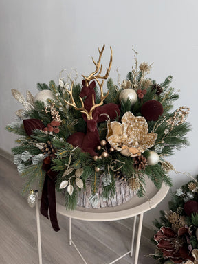 Conjunto Natalino Bosque Imperial – Bordô & Dourado