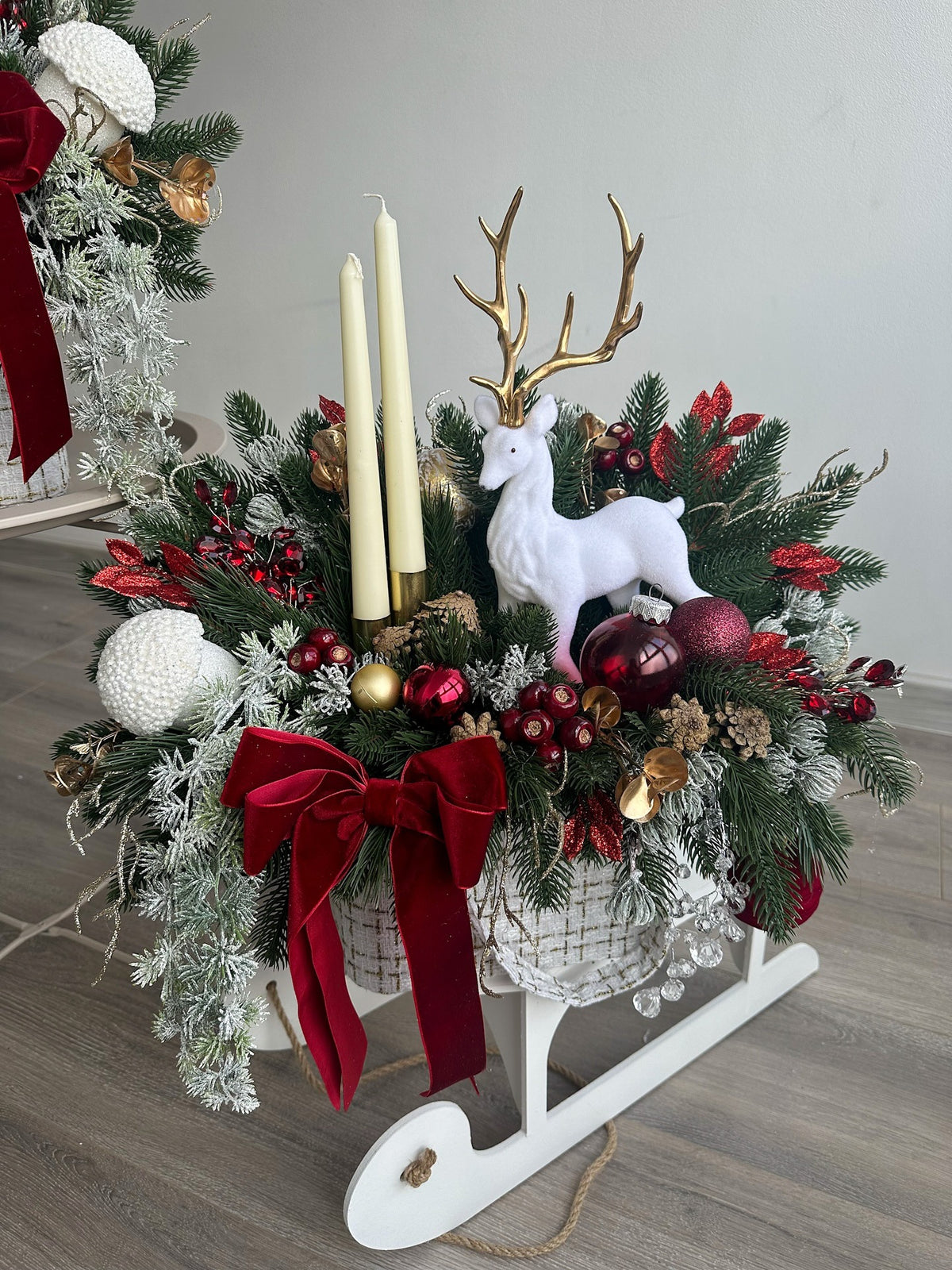 Arranjo Natalino Trenó Encanto de Natal com Rena