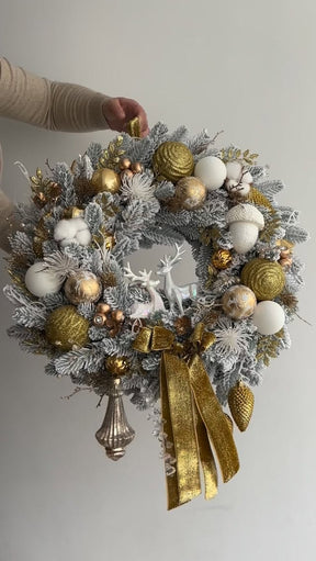 Guirlanda Natalina Jardim de Inverno Dourado