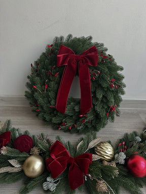 Conjunto Natalino Encanto Bordô – Guirlanda + Festão Decorado