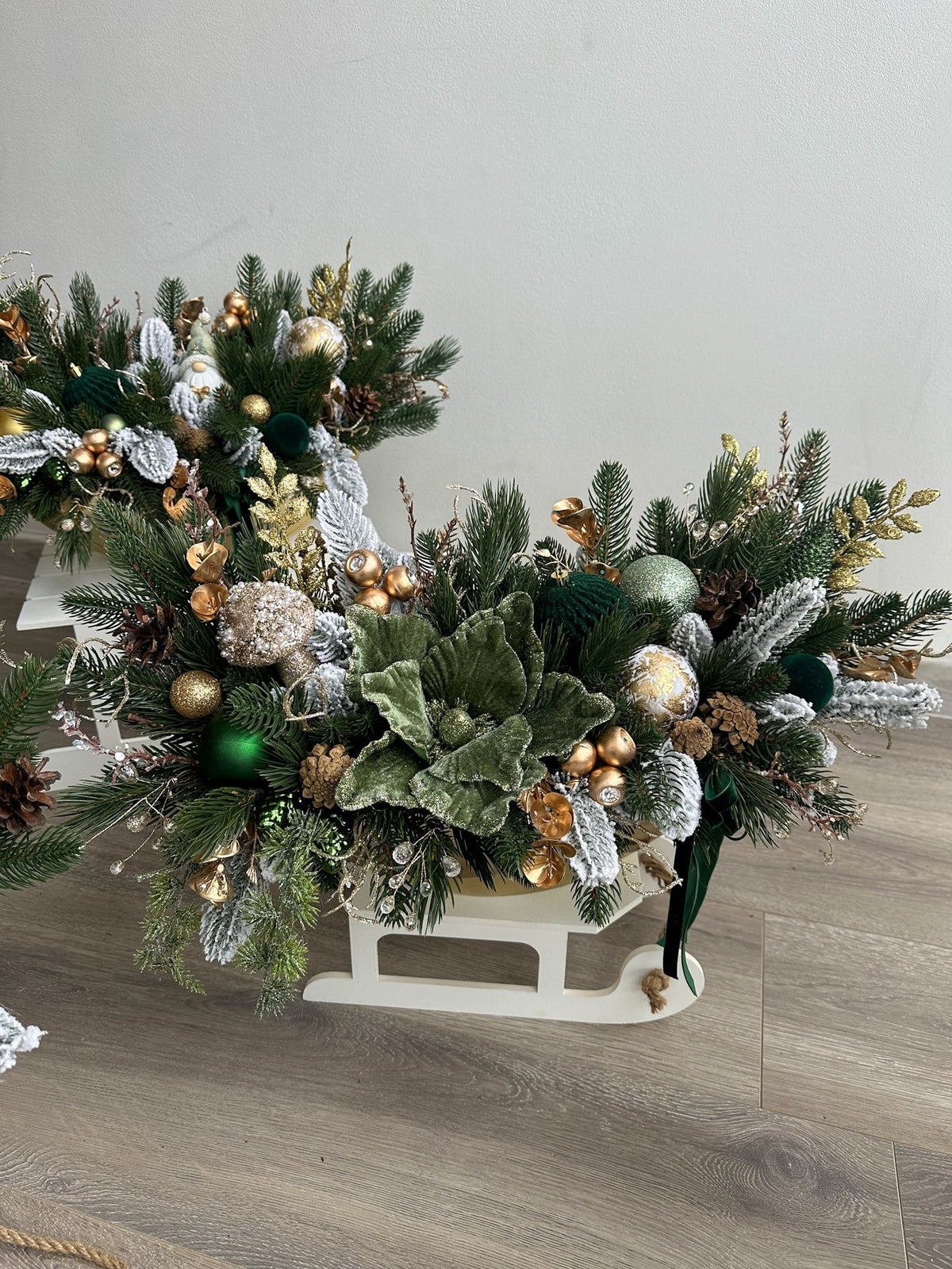 Trenó Natalino Bosque Esmeralda – Verde & Dourado