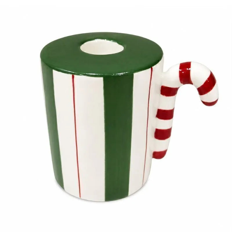 Castiçal Ceram Caneca Natal 9X6,5X8cm