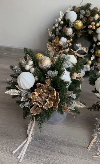Conjunto Natalino Encanto Champagne – 3 Peças