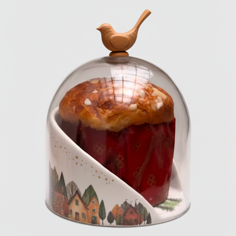 Porta Panetone Natalino com Cúpula de Vidro – Compre 1 Leve 2