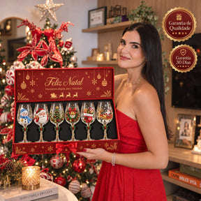 Kit 6 Taças Encanto de Natal em Cristal