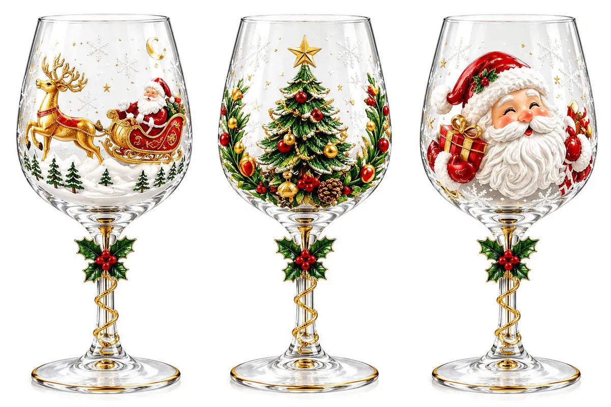 Kit 6 Taças Encanto de Natal em Cristal