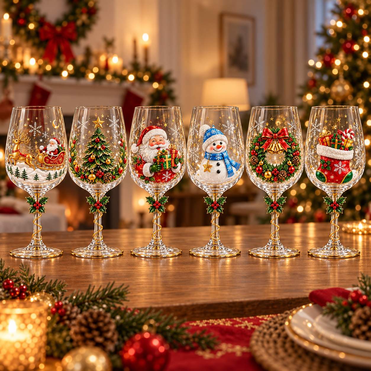 Kit 6 Taças Encanto de Natal em Cristal